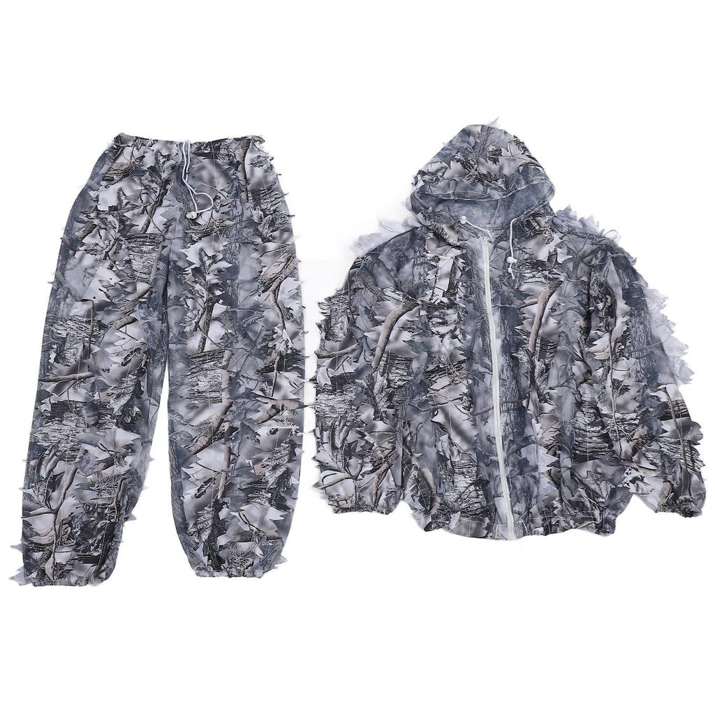 Snow Wild Camouflage Ghillie Suit 3D Leaf Jackets and Pants Set Clothes for Hunting