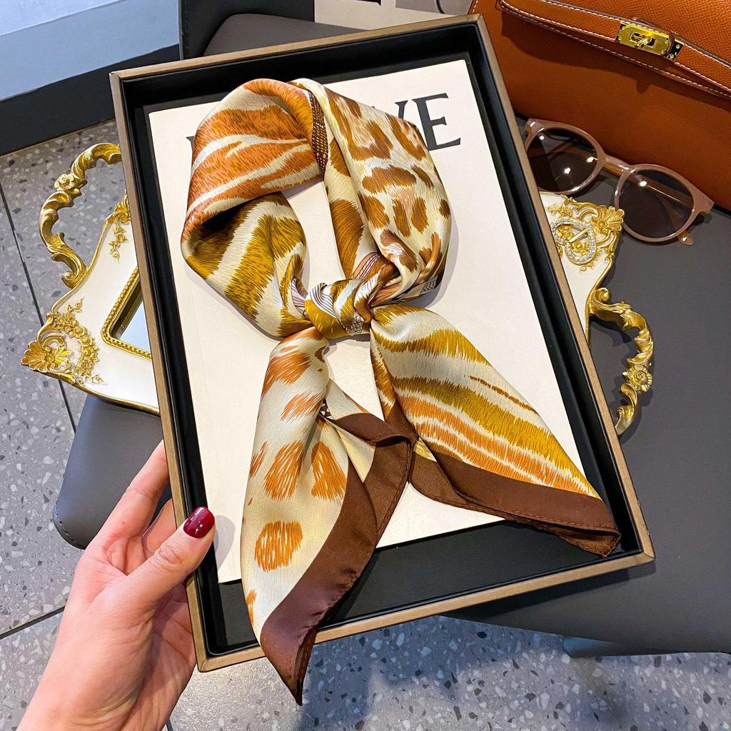 Blue Silk Retro Women's Scarf for Spring & Autumn