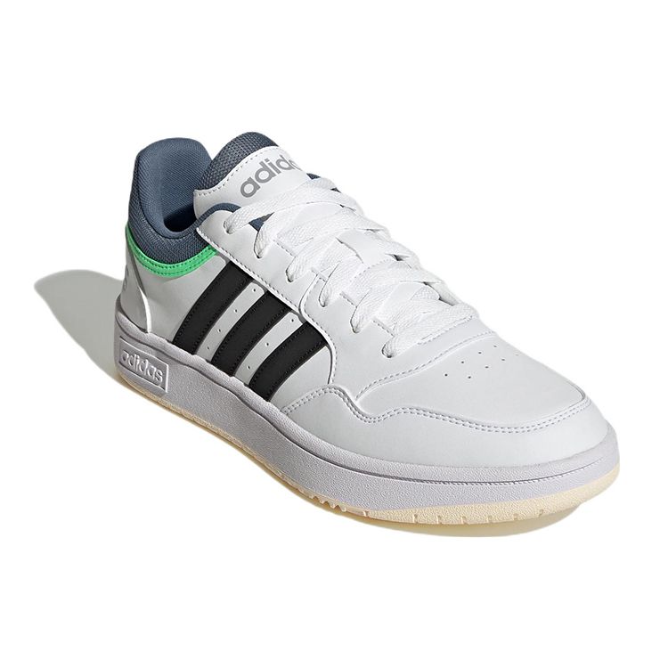 Adidas Hoops 3.0 Low Classic Vintage — белые, синие, мятные мужские кроссовки Cloud-White Core-Black Wonder-White GY4733