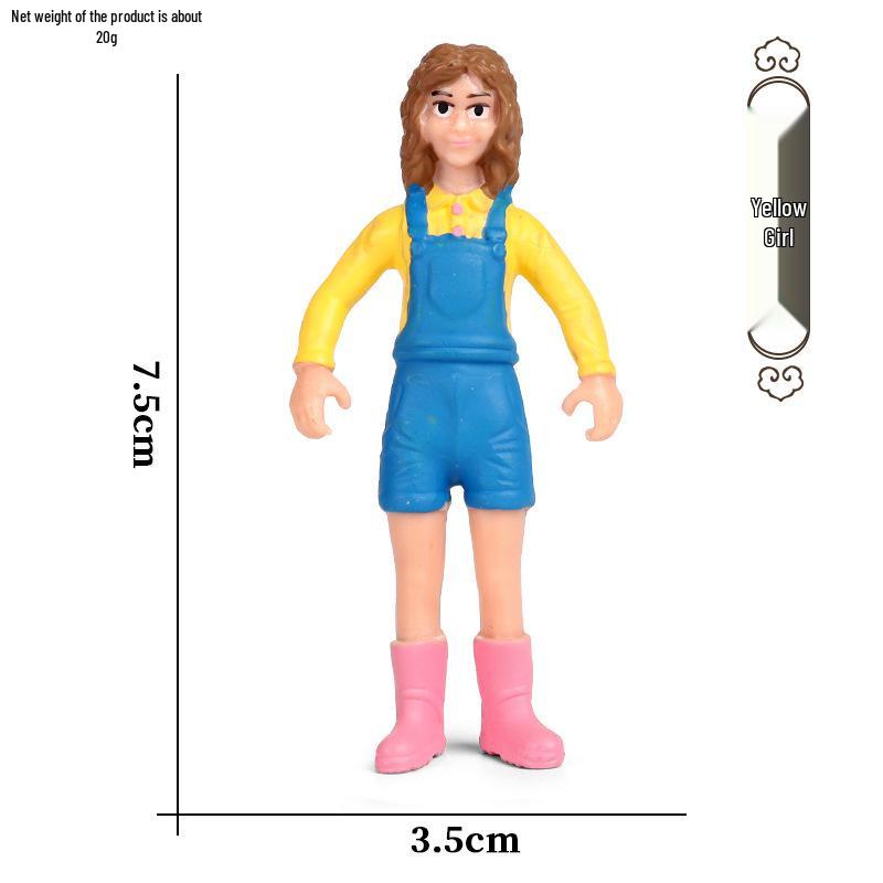 Plastic Farm Figures: Farmer, Woman, Ranch Worker, Police