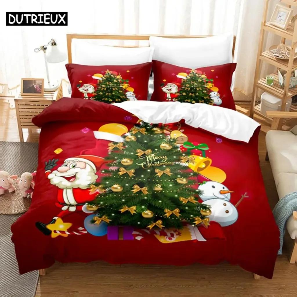 3D Christmas Quilt Cover Comfortable Duvet Quilt Cover Pillowcase Bedding Set Children Bedroom Decoration Home Textile
