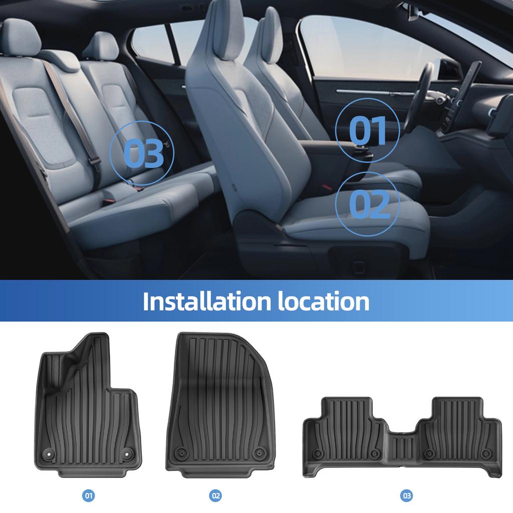 Для Volvo EX30 2024 2025 Автомобильные коврики Коврик в багажник Накладка на багажник TPE 3D Коврик для ног Водонепроницаемые аксессуары ЧЕРНЫЙ