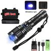 Newest White Laser Flashlight Use 26650 Battery Type-C Charging Zoom Tactical Torch Waterproof Camping Lantern with Power Displa