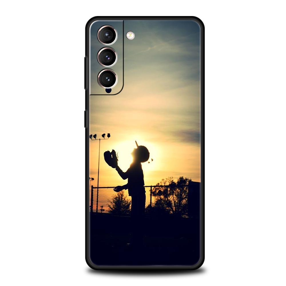 Мягкий ТПУ чехол для телефона Samsung Galaxy S25 S24 S23 S22 S21 Ultra S20 FE 5G S10 S10E Plus Бейсбол Черный Чехол