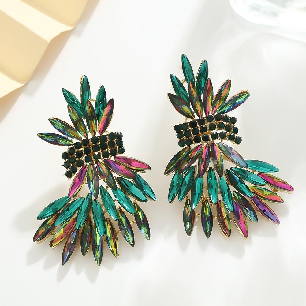 Sparkly Wing Earrings Shaped Like Leaves Crystal Earrings Versatile Wheat Drop Earrings Wedding