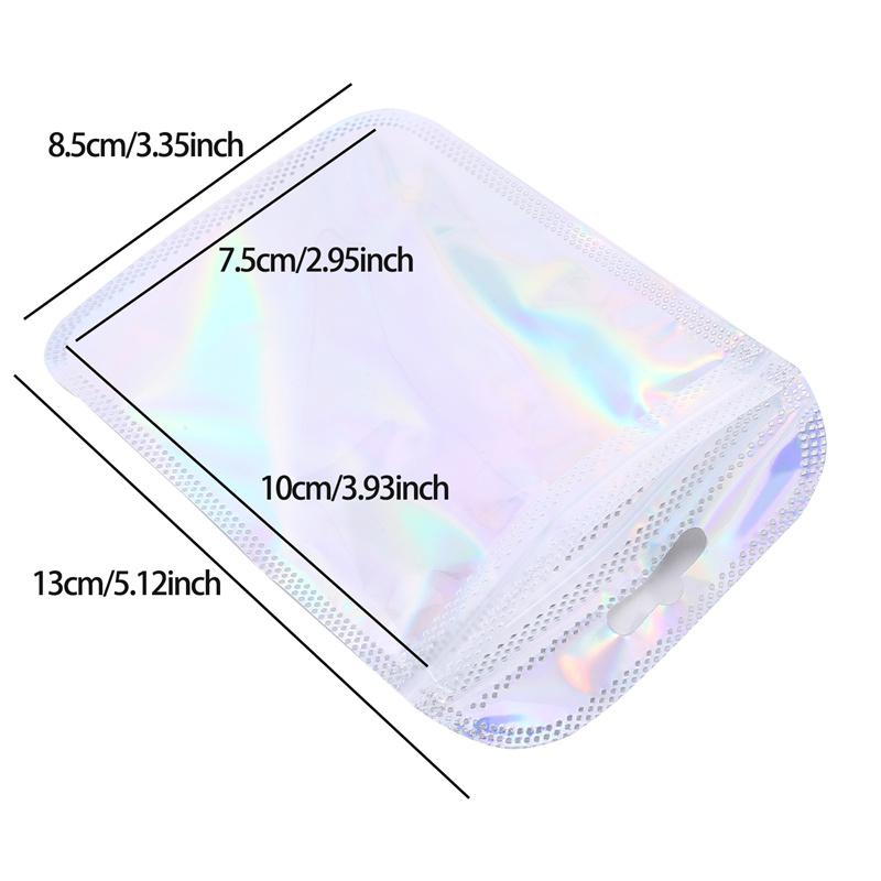 50pcs Thicken Ziplock Bags Resealable opp Bags Holographic Laser Color Plastic Pouch for Jewelry Display Packaging Storage Bag