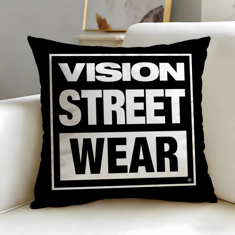 classic skate brand Vision Street Wear Cushion Cover Soft & Easy-Wash Pillow Case – Versatile for Couch, Bed, Travel and Office