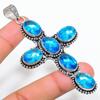 Blue Topaz Gemstone Handmade 925 Sterling Silver Jewelry Pendant 3.47" I9L58
