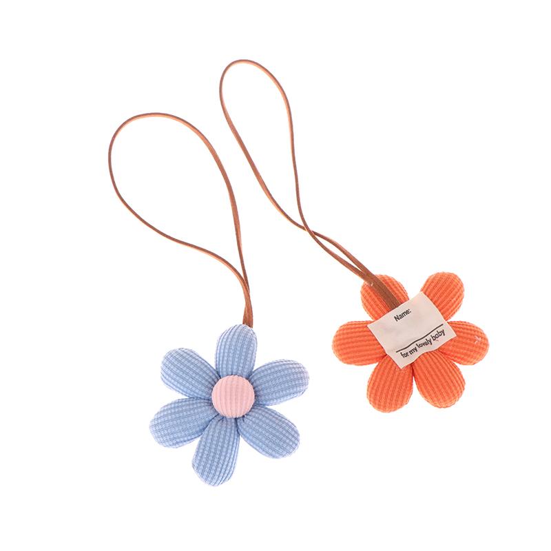 3D Color Six-Petal Flower Name Sticker Pendant Fabric Flower Doll Anti-Lost Lanyard Luggage Tag Charm Keychain Bag Decor Toys