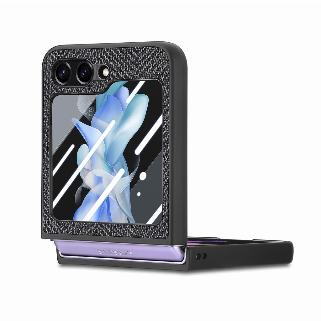 Luxury PU Leather Phone Case for Samsung Galaxy Z Flip 5 4 5G Flip5 Flip4  5G Hard Shell Shockproof Protective Cover