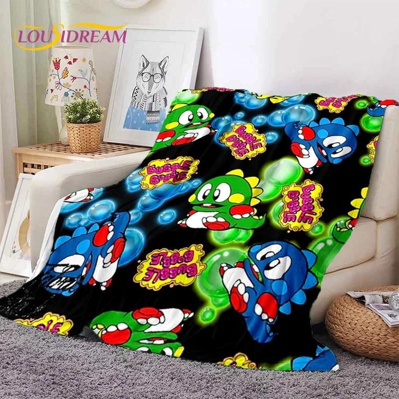 Мультяшный Bubble Bobble Puzzle Bobble Retro Game Мягкое фланелевое одеяло для кроватей, спальни, дивана, пикника, плед для отдыха на открытом воздухе