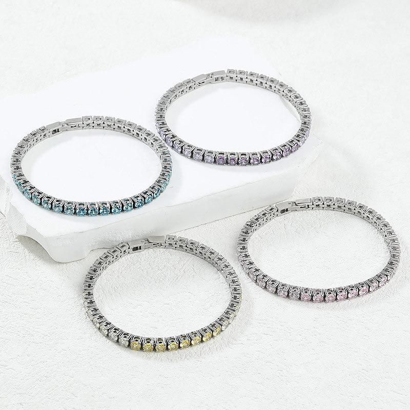Gradient Zircon Tennis Bracelet 316L Stainless Steel Precision Polished Buckle CNC Diamond Inlay Non Fading Unisex Jewelry