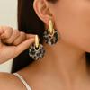 Exaggerated Vintage Acrylic Resin Earrings for Women Leopard Print Round Drop Earrings Jewelry