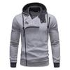 Autumn Zipper Asymmetric Top Men Polyester Long Sleeve Hooded Sweatshirt Plus Size