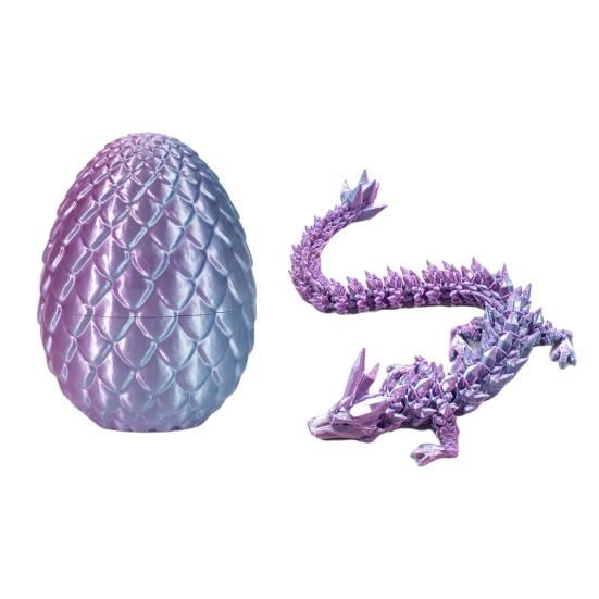 3D Printed Mini Dragon Egg Articulated Dragon Fidget Toy Inside Egg Easter Basket