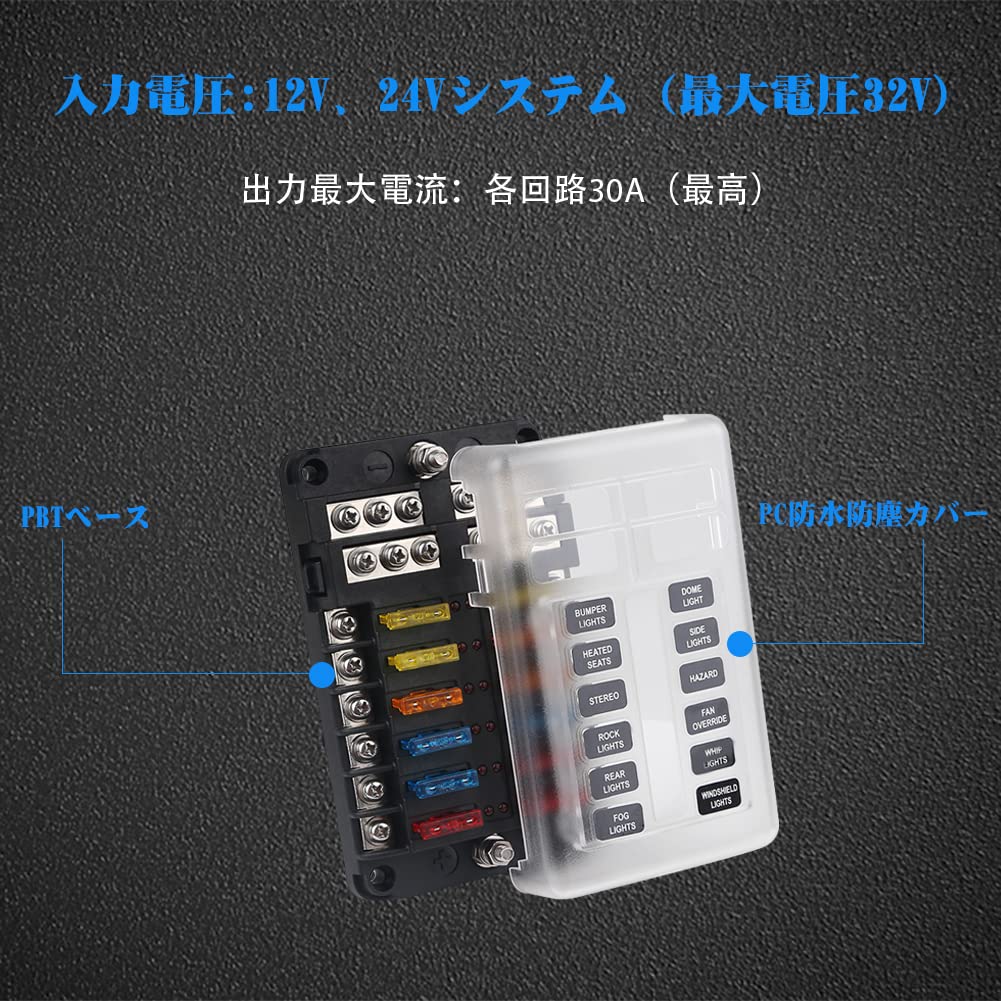 ADPOW предохранительный блок 12 держатель водонепроницаемый пылезащитный светодиодный сигнальный фонарь блок защиты цепи с комплектом для зуммера и наклейкой ATOATC лезвие предохранитель для авто B