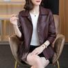 Женская кожаная куртка осень новая короткая маленькая омолаживающая модная весенне-осенняя кожаная куртка