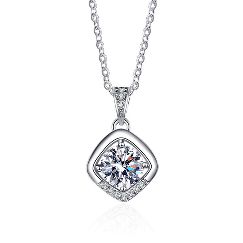 Bague Ringen 1ct VVS D Цветной Муассанит Бриллиантовое Ожерелье Для Женщин Серебро 925 Ювелирные Изделия Женский Простой Темперамент Цепочка На Ключицу