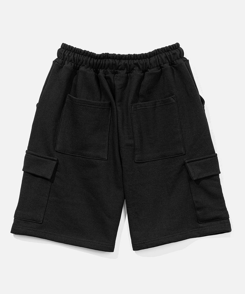 VASTIC Wide Sweat Cargo Half Pants_Black