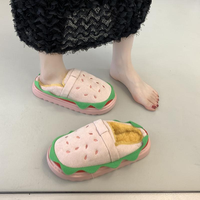 Fashion Women Slippers Outdoor Beach Sandals Female Platform Mules Slippers Thickened Fluff Hamburger Shoes Indoor Home Slides Women