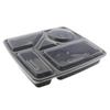 Shuhu Disposable 5-Compartment Black Meal Prep Container