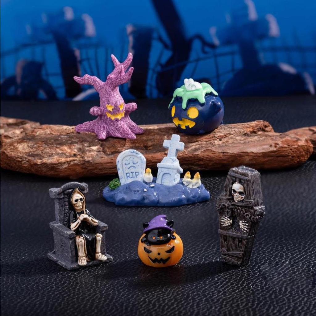 Halloween Micro-landscape Ornaments: Horror Trees, Jars, Tombstones, Tombs, Pumpkins, Skulls, Resin Handicrafts