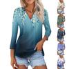 Women's Summer Fashion Casual  Print V-Neck Three Quarter Sleeve  Shirt Top