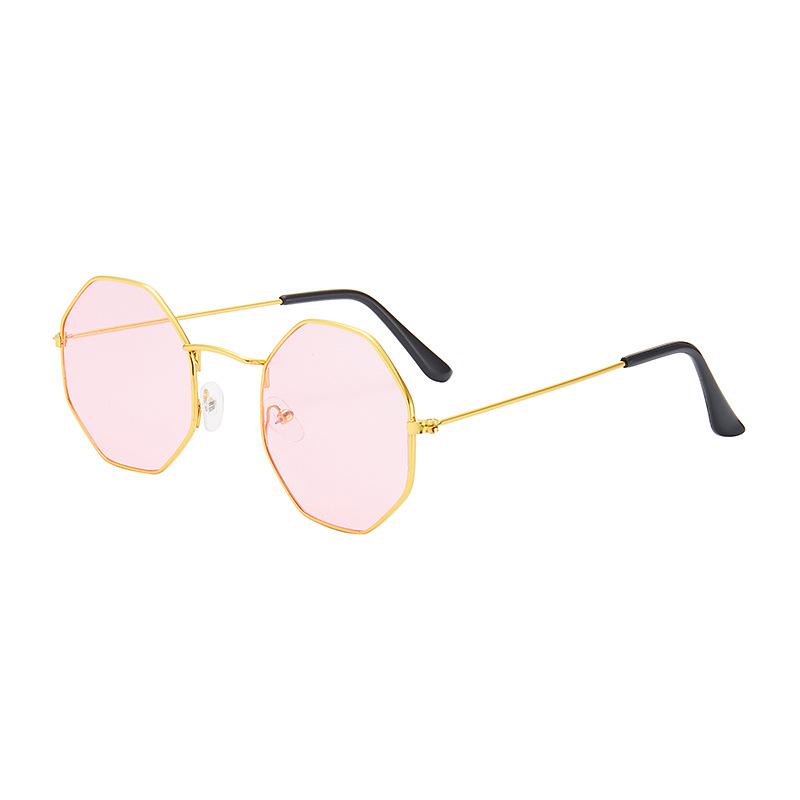 Модные Новые Креативные Прозрачные Солнцезащитные Очки с Линзами Океанского Цвета, Восьмиугольные Очки для Законодателей Моды, Очки с Металлической Оправой