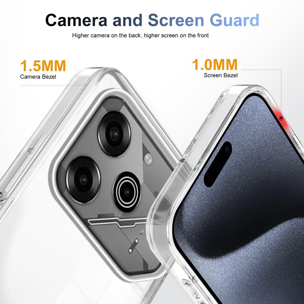 KEYSION Прозрачный чехол для TECNO Pova 6 Pro 5G Мягкий ТПУ+ПК Нескользящий HD Прозрачный Ударопрочный Задняя крышка для телефона для Tecno Pova 6 Pro