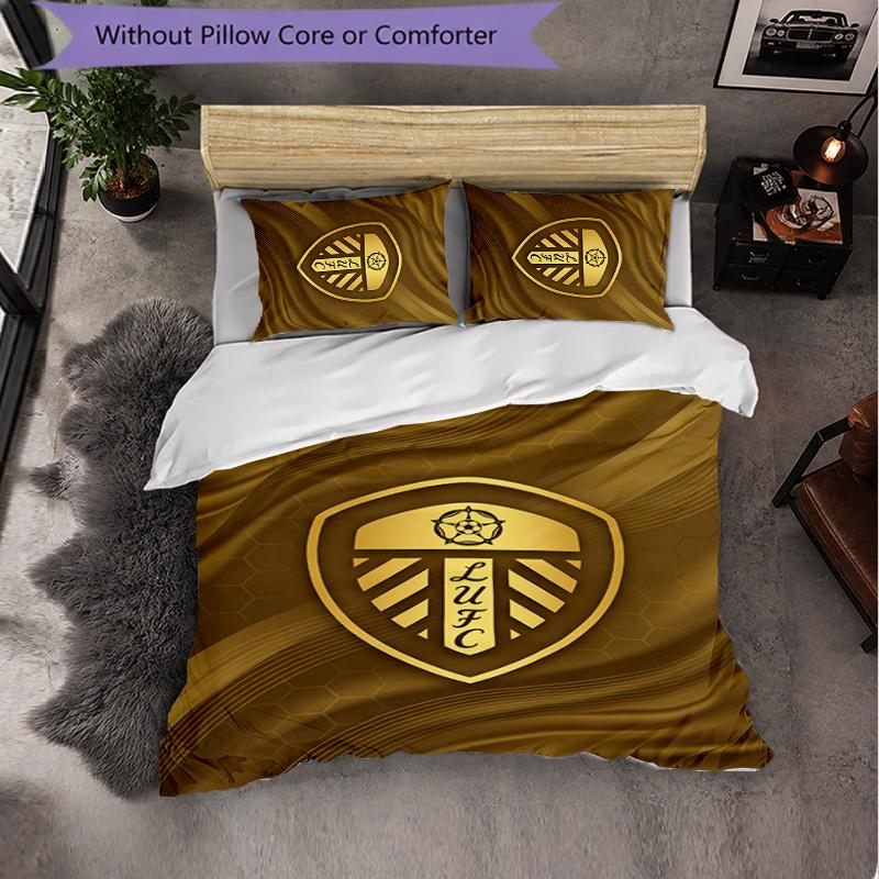 Leeds United Themed Bedding 3Pcs Duvet Cover Set Decorative Bed Linen For Teen Room Home Decoration