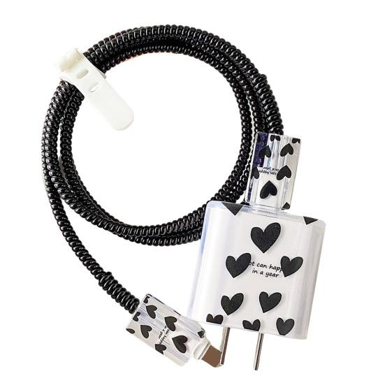 Защитный чехол для кабеля зарядки Love Pattern для зарядного устройства Apple 18/20 Вт, прозрачная защитная веревка, износостойкая всесторонняя защита, аксессуары для телефонов