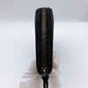 Used Bottega Veneta Intrecciato Black Long Wallet, Round Zipper, With Box