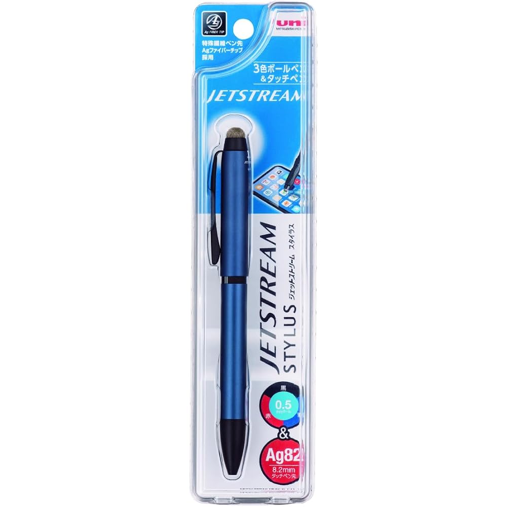 Mitsubishi Pencil, 3-цветная шариковая ручка и сенсорная ручка, Стилус Jetstream, Вращающийся, Выдвижной, 0.5, N...