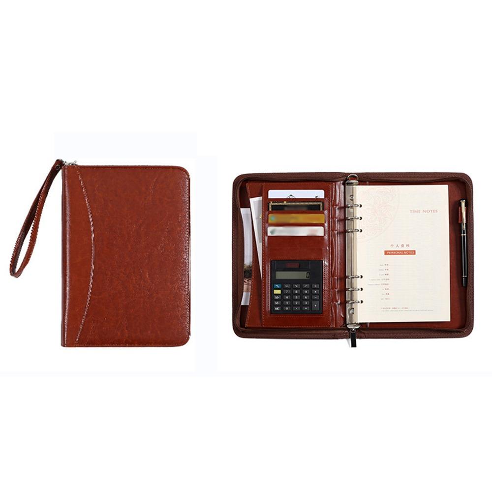 Portable Portfolio Binder 6-Ring Business Notebook Memo Book File Folder Document Storage