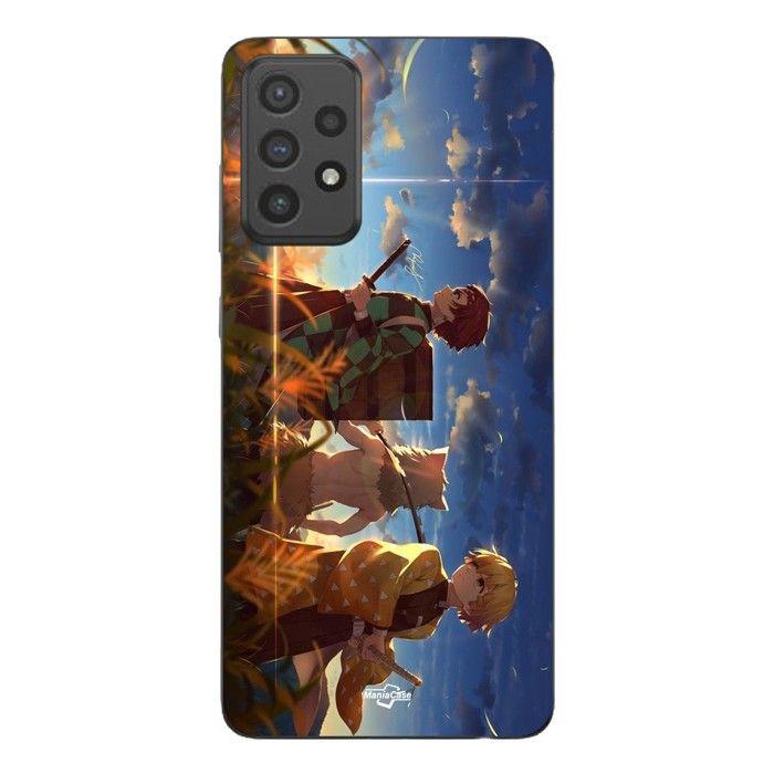 Coque de téléphone - MANIACASE - Samsung Galaxy A33 5G - Silicone TPU - Tanjiro Inosuke et Zenitsu - Noir