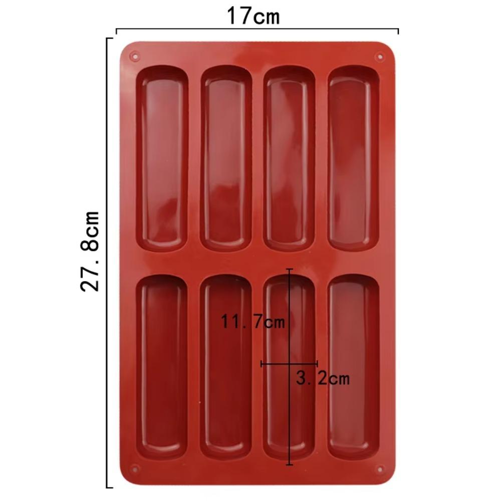 Finger Biscuit Silicone Mould 8 Cavities Cereal Bars Baking Mould Nonstick Chocolate Bar Mold for Eclair Bread Muffin Mould