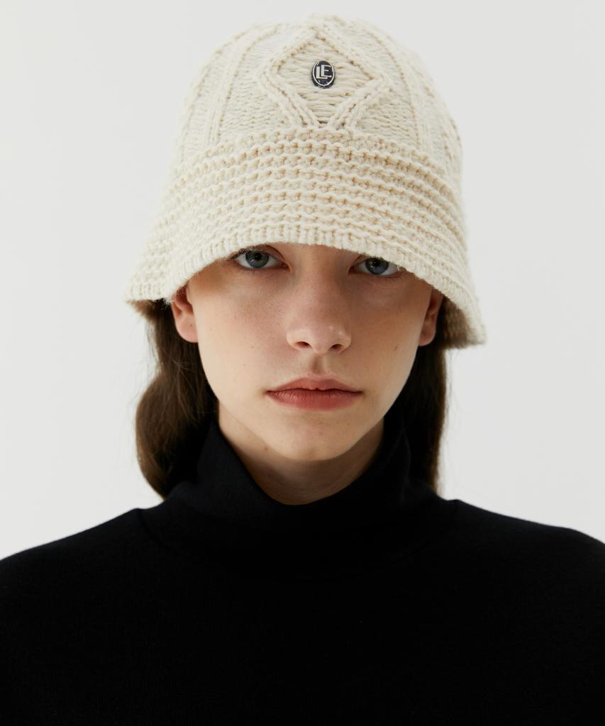 TRIP LE SENS Шапка-ведро с логотипом Fisher Knit_Слоновая кость