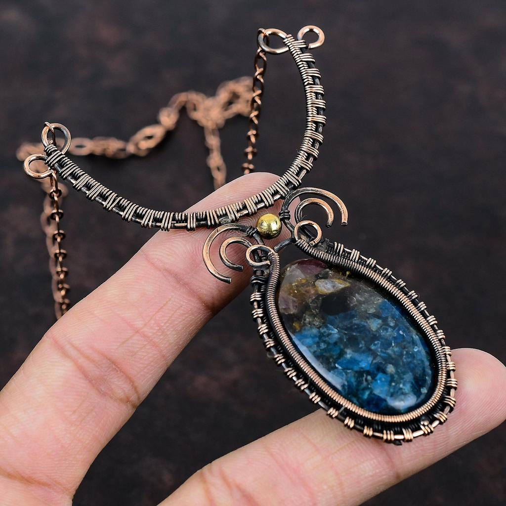 Ожерелье с арбузом и турмалином, медная проволока, ювелирные изделия из драгоценных камней, регулируемое ожерелье, ожерелье ручной работы, ожерелье из медной проволоки для подарка