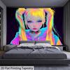 VIKAMA Black Background Digital Cartoon Character Gradient Tapestry Suitable For Room Decoration Of  Wall And Bedroom Decoration