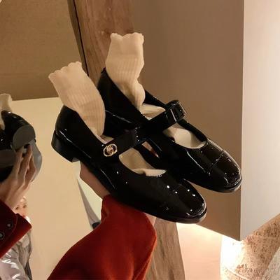 Женские туфли Мэри Джейн, кожаные туфли на плоской подошве, толстый каблук, маленькие кожаные туфли, мокасины, большой размер 41-43