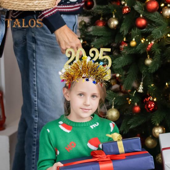 Обруч для волос с блестками для косплея 2025, декор в виде цифр, новогодняя повязка на голову, высокоэластичная дизайнерская повязка для волос, украшение для рождественской вечеринки