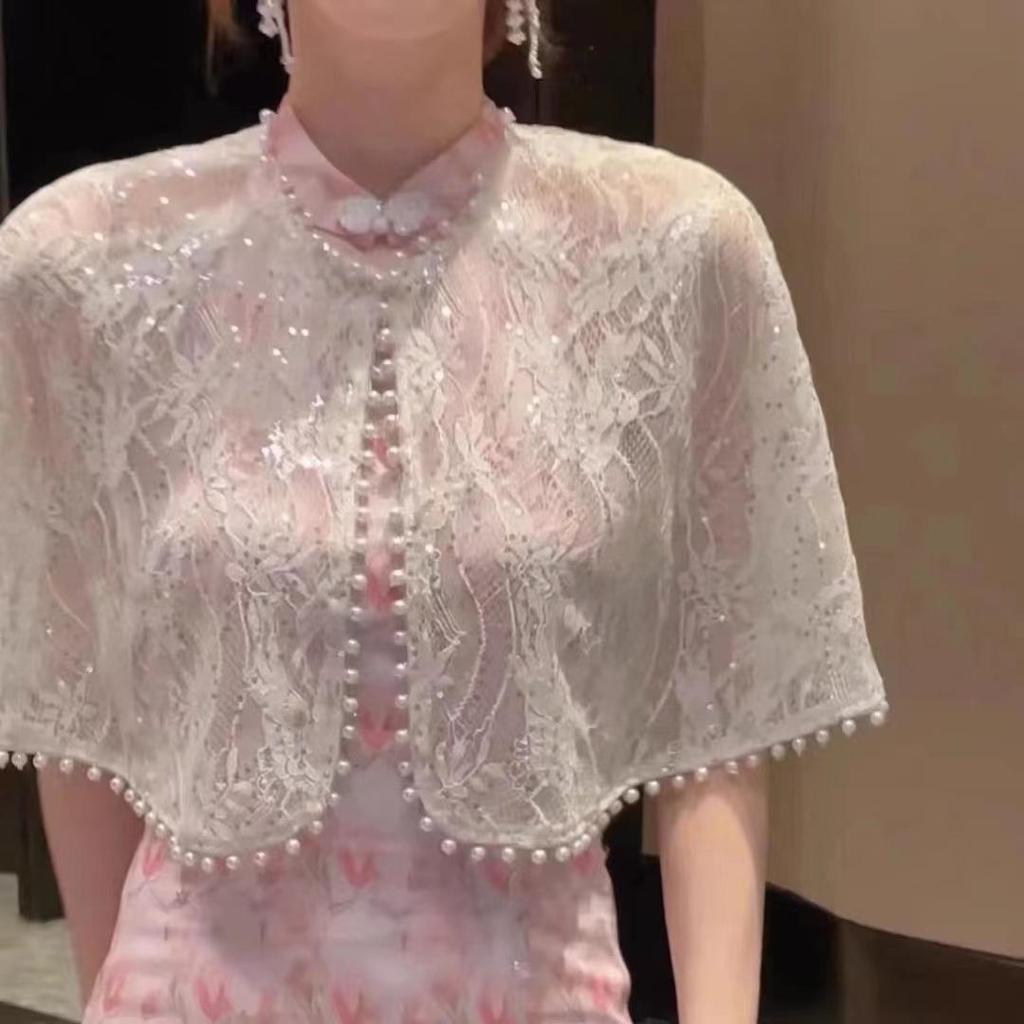 Лето 2025 года, элегантная кружевная накидка-шаль «Чонсам» для свадеб и ежегодных встреч