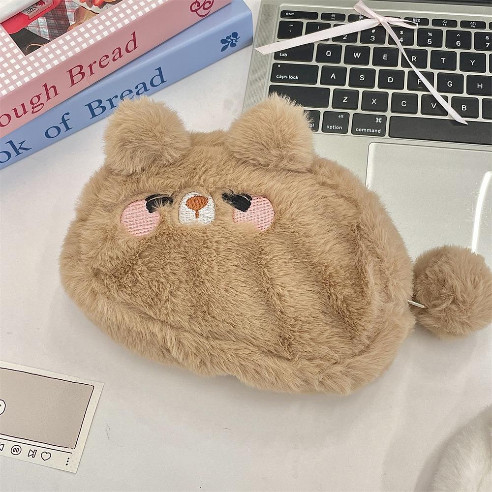 Пенал с изображением кролика и медведя, большая вместимость, сумка для канцелярских принадлежностей на молнии, симпатичный инструмент для хранения канцелярских принадлежностей