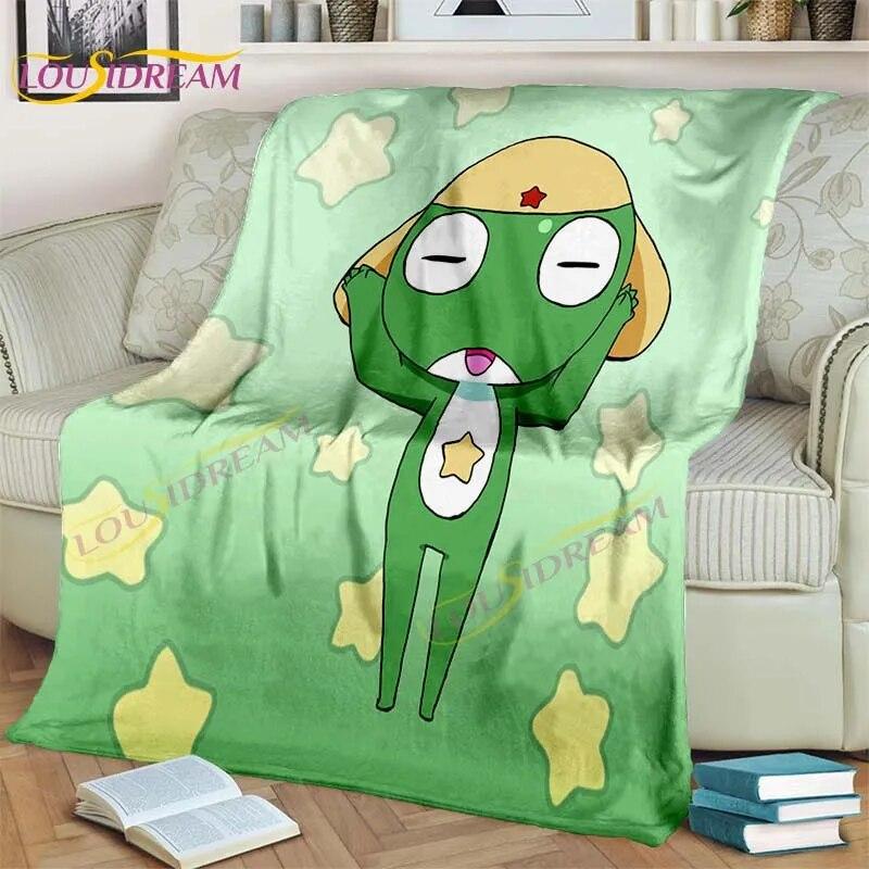 3D Cartoon Keroro Blanket Cute Frog Blanket Soft Lightweight Flannel Blanket for Living Room Bedroom Sofa Travel Camping Blanket