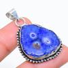 Blue Solar Quartz Handmade 925 Sterling Silver Jewelry Pendant 1.77" W1m16