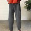 Women Pants Elastic Waist Mid-rise Adjustable Drawstring Wide Leg Trousers with Pockets Solid Color Slacks