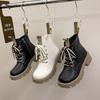 Модная осенне-зимняя мода Повседневные ботильоны для женщин Новая дизайнерская обувь на платформе из искусственной кожи Женские ботинки в британском стиле Botas De Mujer