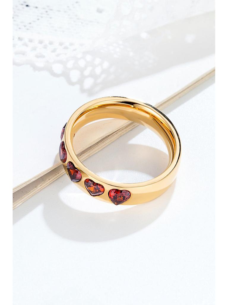 Женское кольцо-сердце с бриллиантами с покрытием из 18-каратного золота 2024 года - Ювелирные изделия из титановой стали класса люкс