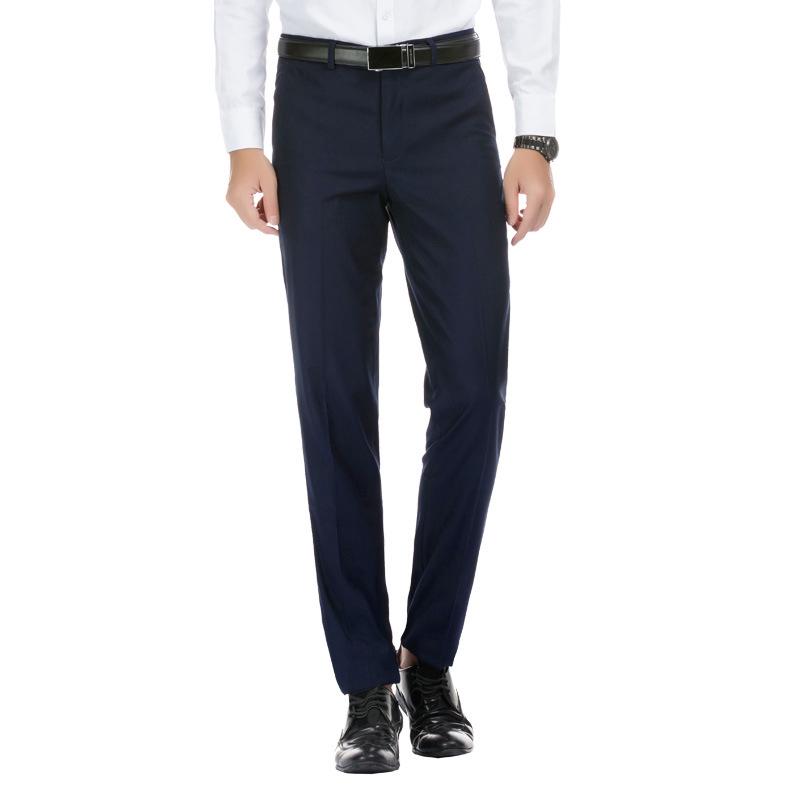 MakeWishes Мужские брюки для гольфа прямого кроя Простые брюки с поясом Формальные однотонные повседневные тонкие деловые брюки 28-40