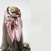68cm Peach Blossom Printed Scarf Women's Spring and Summer Thin Imitation Silk Scarf Fashion Temperament Scarfs Headscarf Shawl